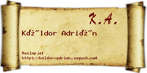 Káldor Adrián névjegykártya