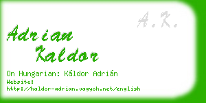 adrian kaldor business card